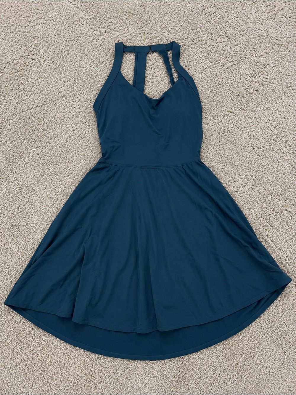 HALARA Teal Halter Fit-and-Flare Mini Dress
